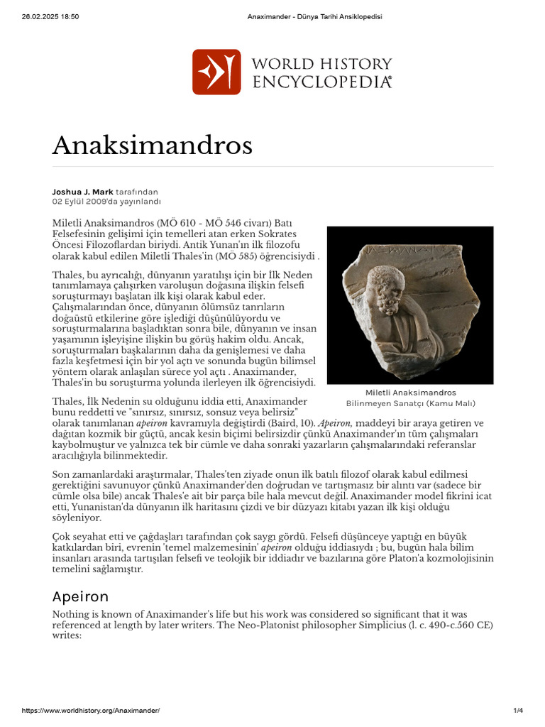 Anaximander - Dünya Tarihi Ansiklopedisi | PDF | Ancient Greece ...