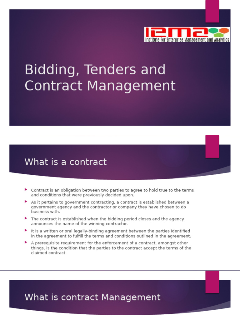 Contract Management and Bidding Guide | PDF | Procurement | Business