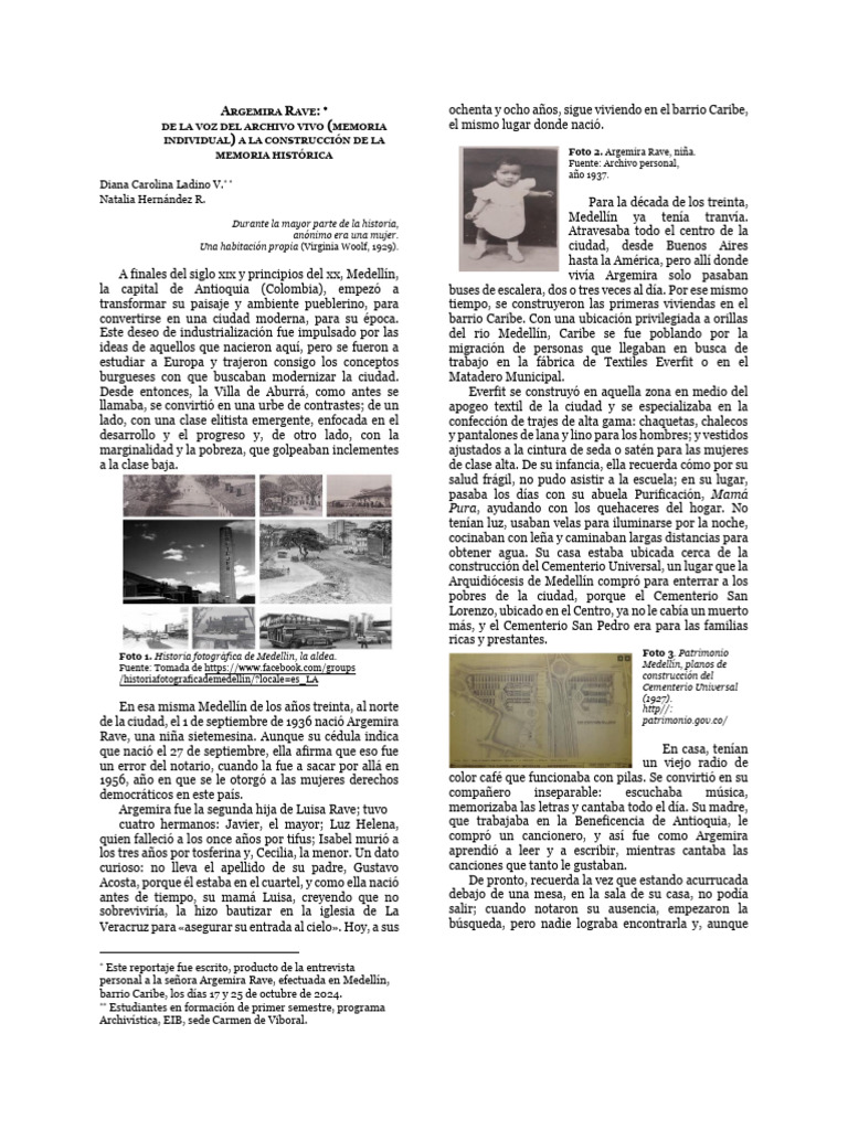 Argemira Rave: de La Voz Del Archivo Vivo A La Construcción de La ...