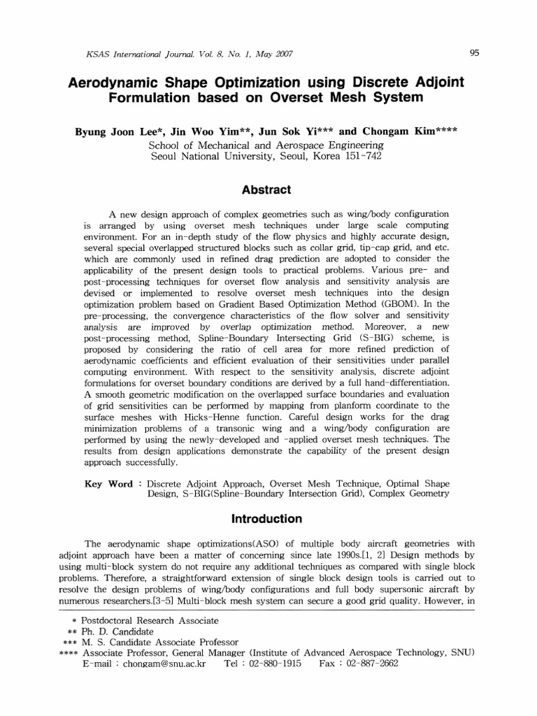 Aerodynamic Shape Optimization Using Discrete Adjoint Formulation Based ...