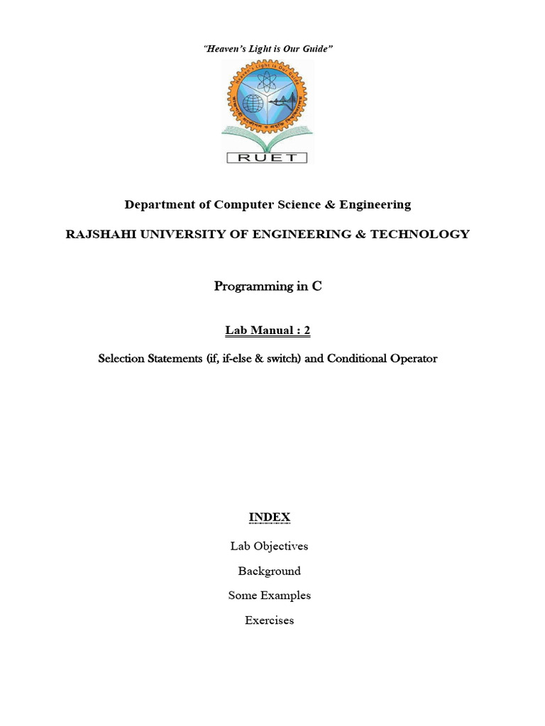 C Programming: Selection Statements Guide | PDF | Computer Engineering ...