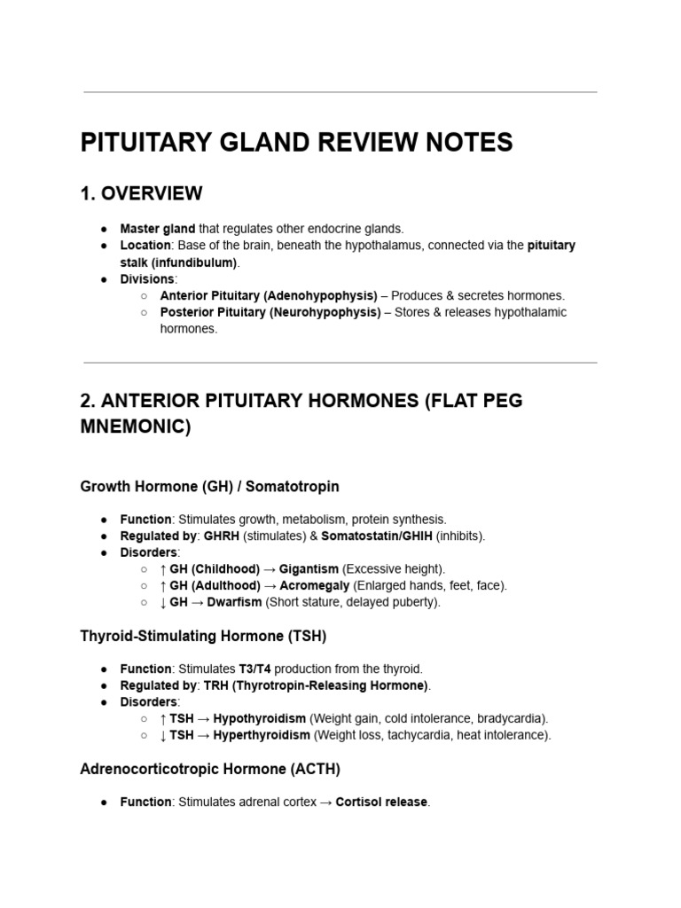 Pituitary Gland Hormones Overview | PDF | Pituitary Gland | Hormone