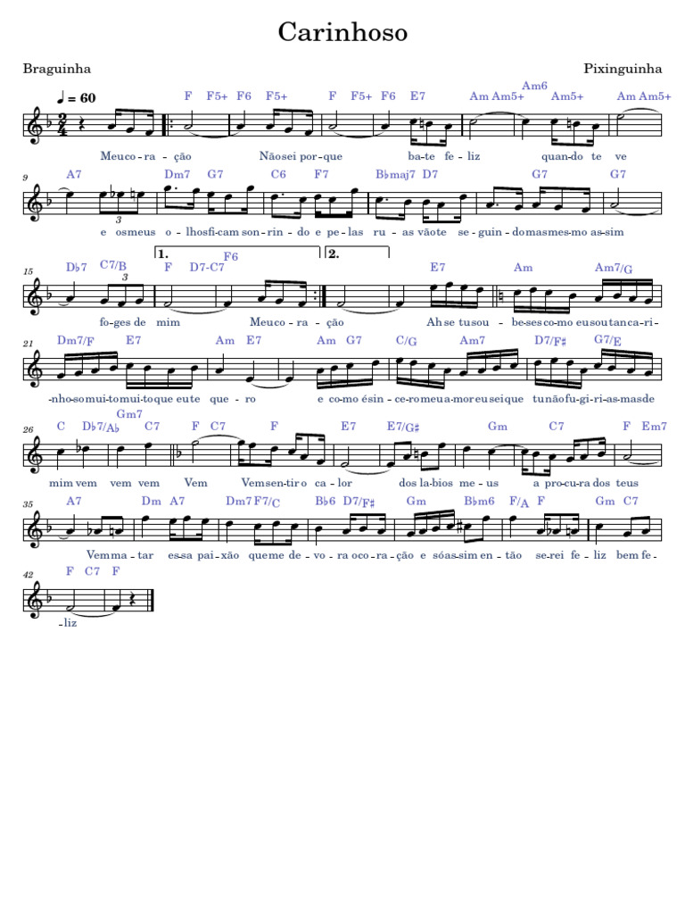 Carinhoso Com Letra Pixinguinha | PDF