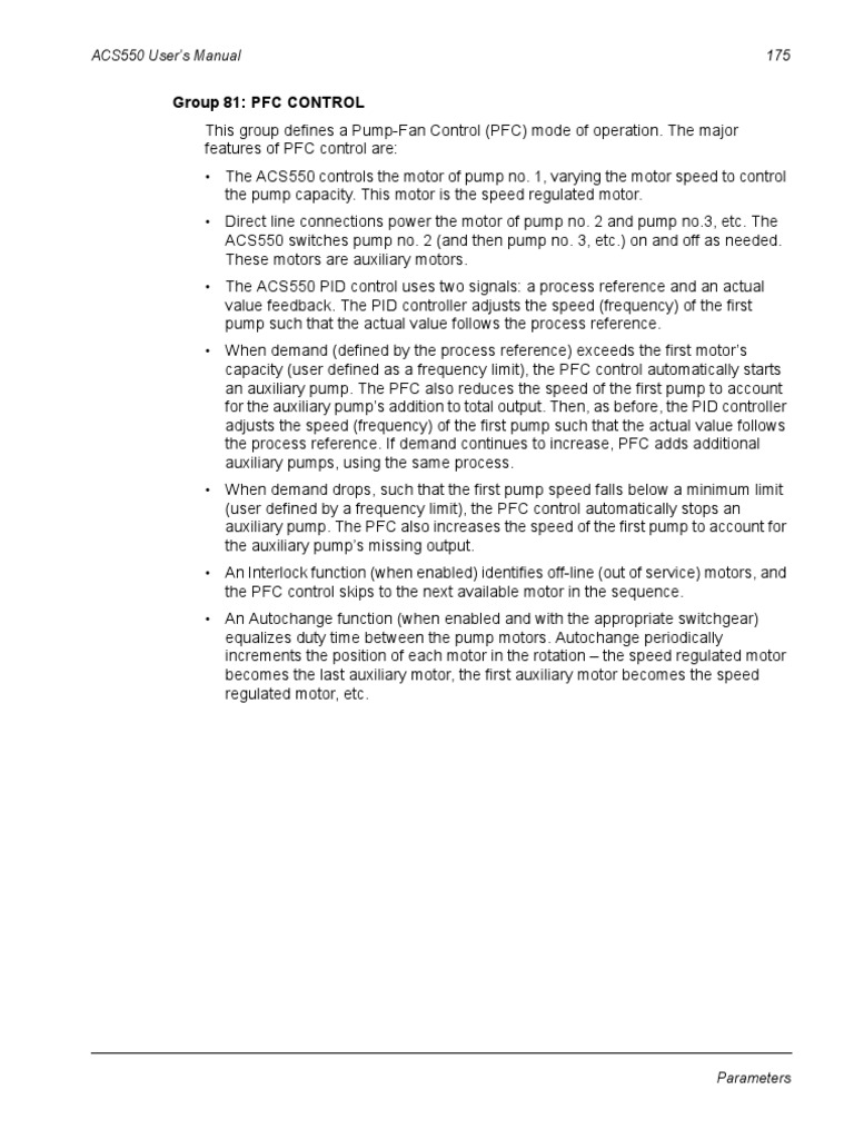PFC Control for ACS550 Pumps | PDF | Pump | Speed