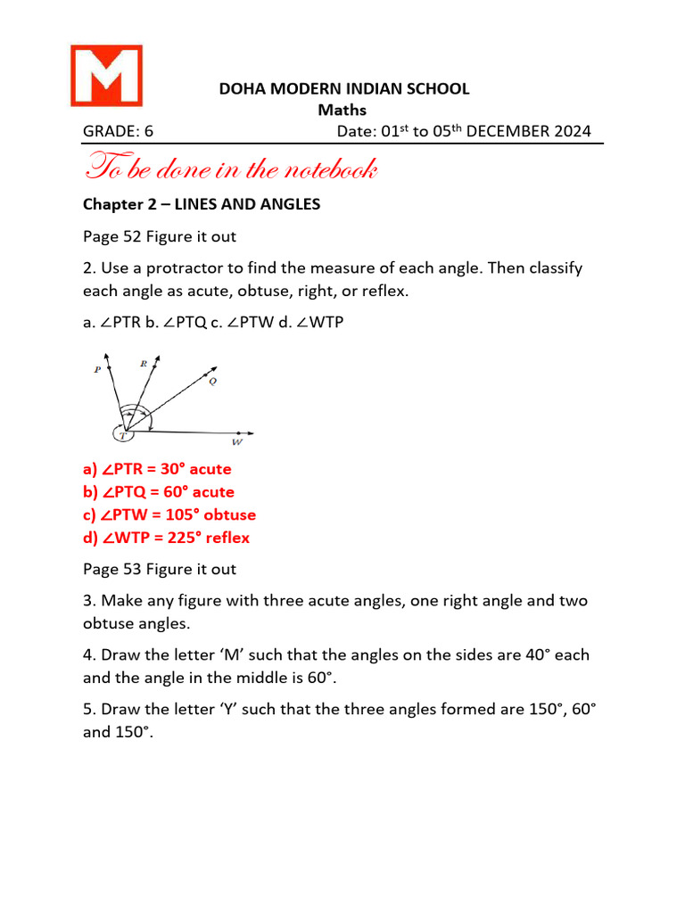 Grade 6 Maths: Lines, Angles, Perimeter | PDF