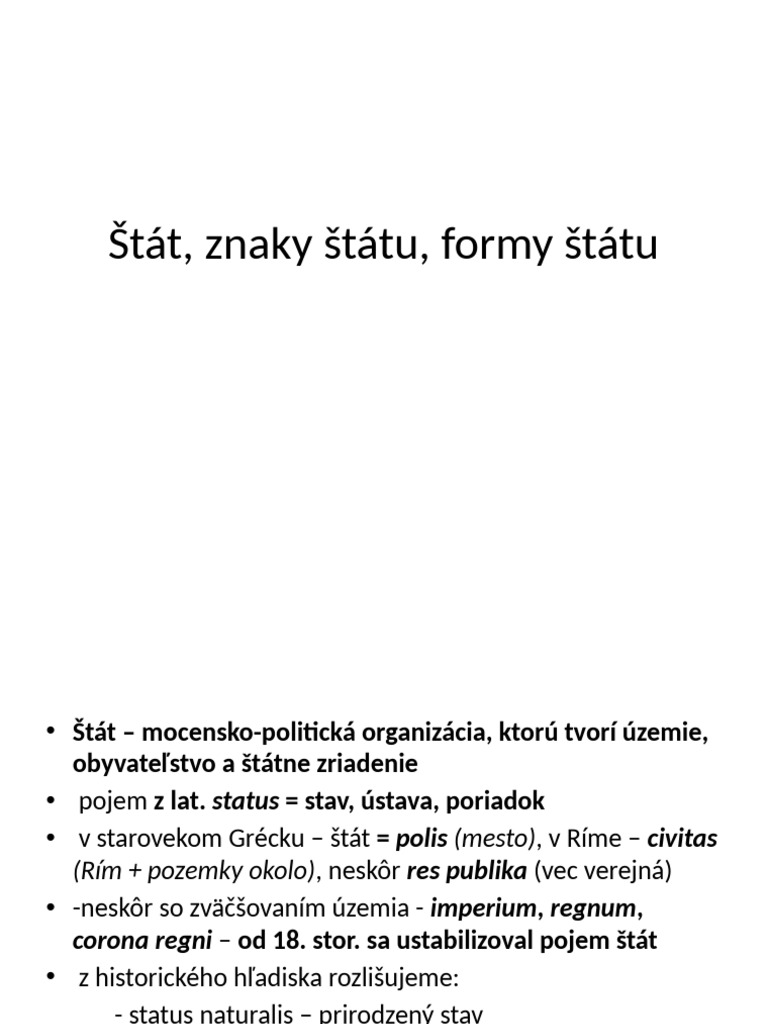 20.21. Štát, Znaky Štátu, Formy Štátu, Poli - Rezim, Pravny Stat. | PDF