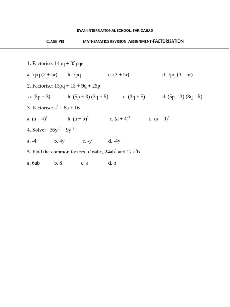 FACTORISATION 1 - Ic1242752 | PDF