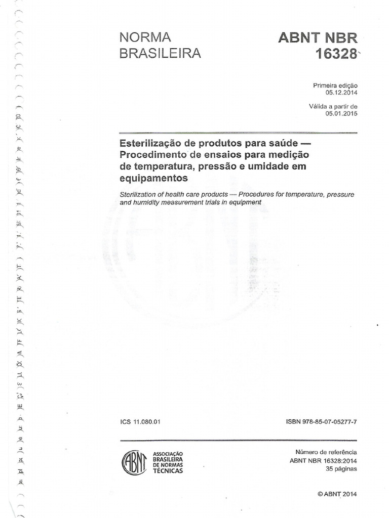 ABNT NBR 16328 - Esterilização de Produtos para Saúde | PDF