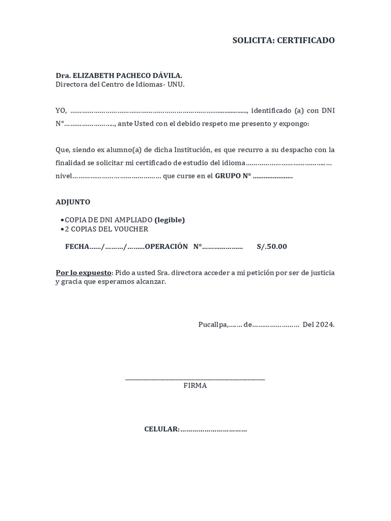 Solicitud de Certificado de Estudios | PDF
