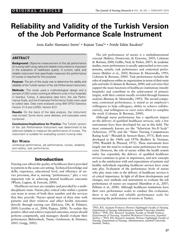 Reliability and Validity of The Turkish Version Of.5 | PDF | Cronbach's ...