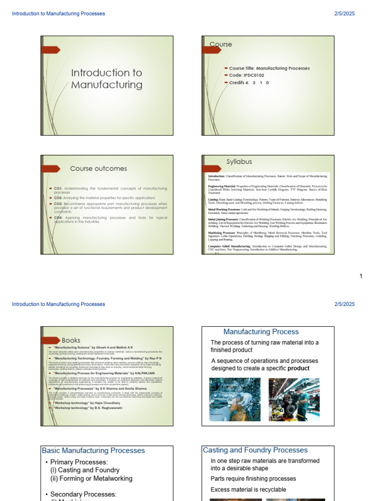 Introduction to Manufacturing Processes | PDF | Machining | Foundry