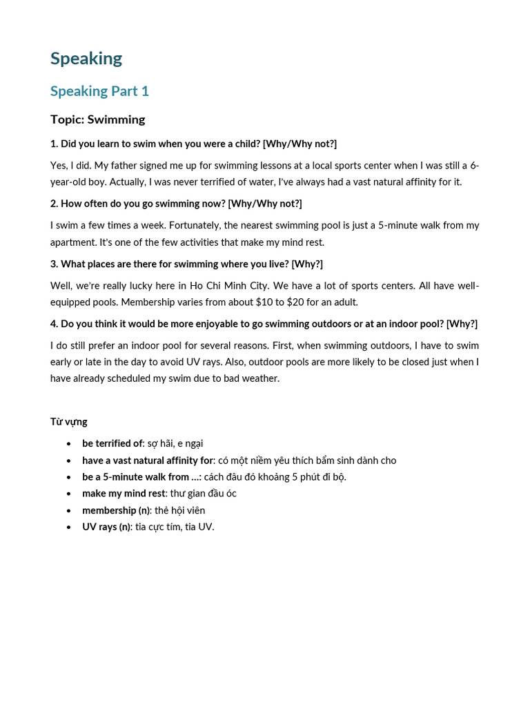 Test 3 - Speaking | PDF | Vietnam