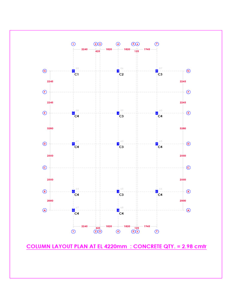 Column Layout Plan with Dimensions | PDF