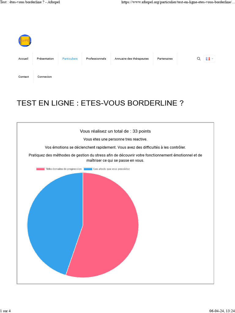 Test en ligne : êtes-vous borderline ? | PDF | Trouble de la ...