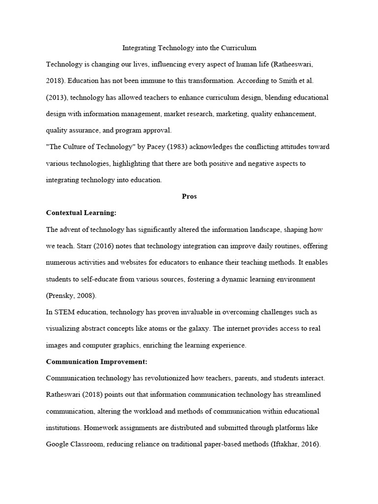 Integrating Technology into the Curriculum unit 6 | PDF | Cognition ...