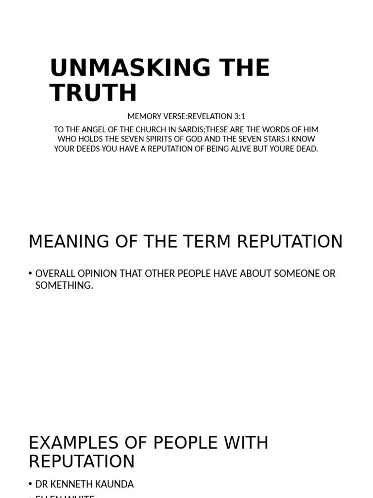 Unmasking The Truth PDF