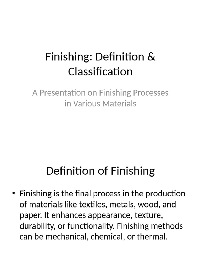 Overview of Finishing Processes | PDF