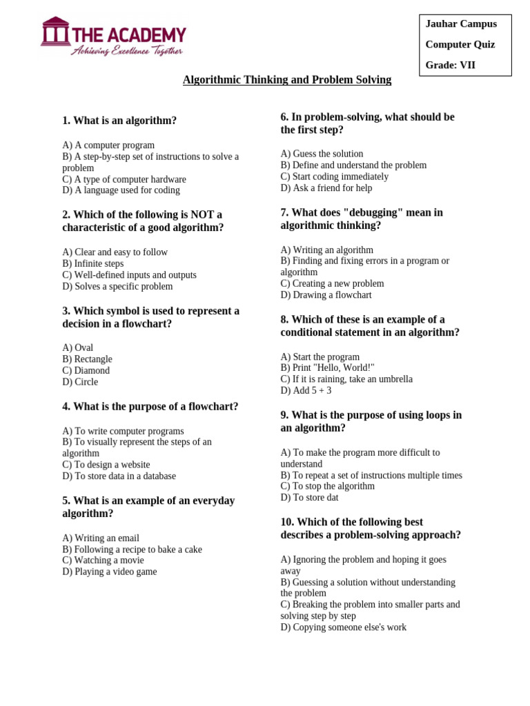 Algorithmic Thinking Quiz-7 | PDF | Algorithms | Computer Program