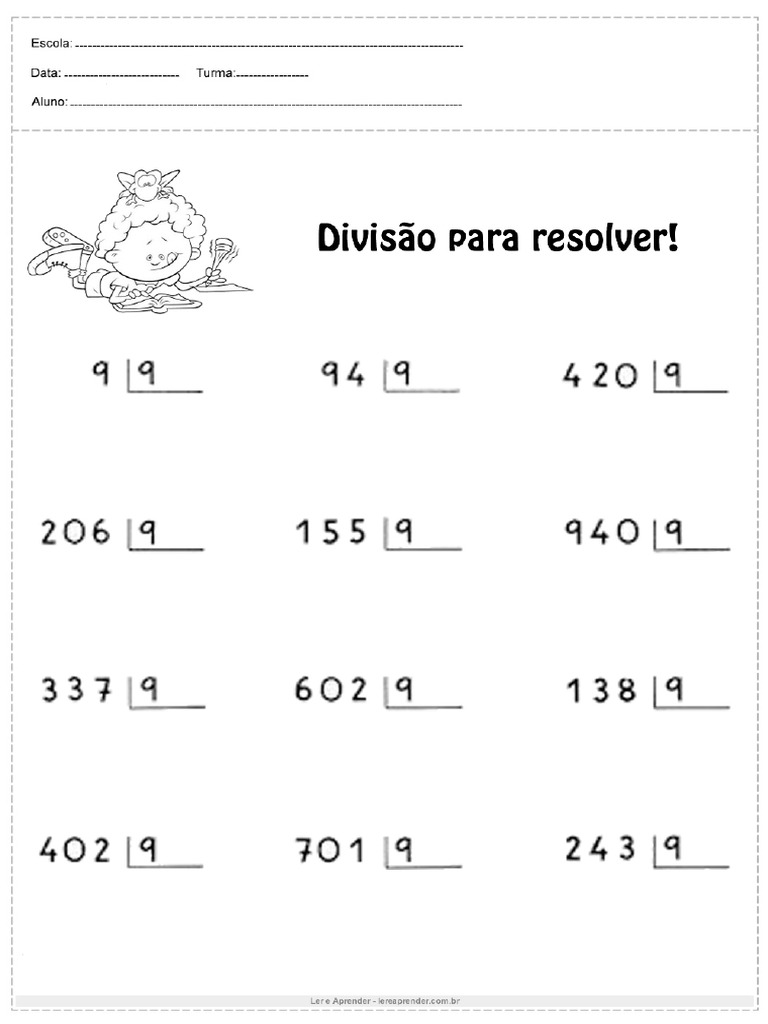Atividade de Matematica 4 Ano Divisao para Resolver | PDF