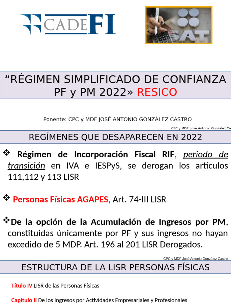 Regimen Simplificado de Confianza PF y PM CADEFI | PDF | Impuesto sobre ...