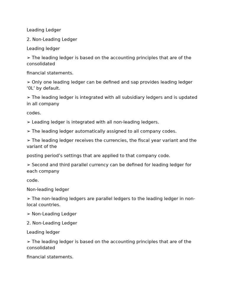 Understanding Leading and Non-Leading Ledgers | PDF