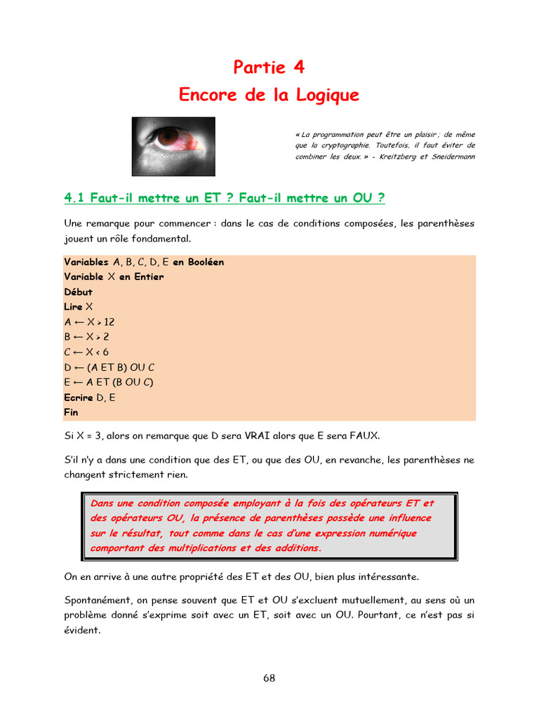 4 La Logique | PDF | Logique mathématique | Programmation informatique