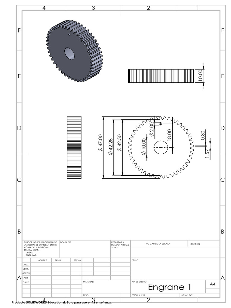 Especificaciones de Engrane en CAD | PDF
