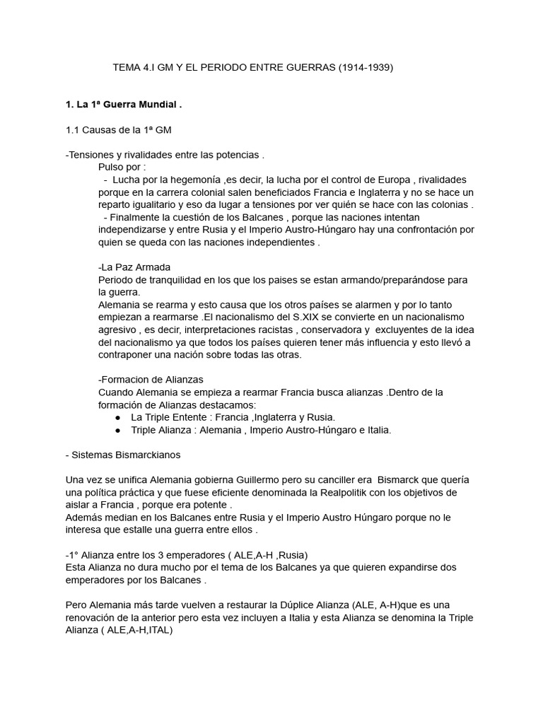 Causas y Consecuencias de la 1ª GM | PDF | Austria Hungría | imperio Alemán