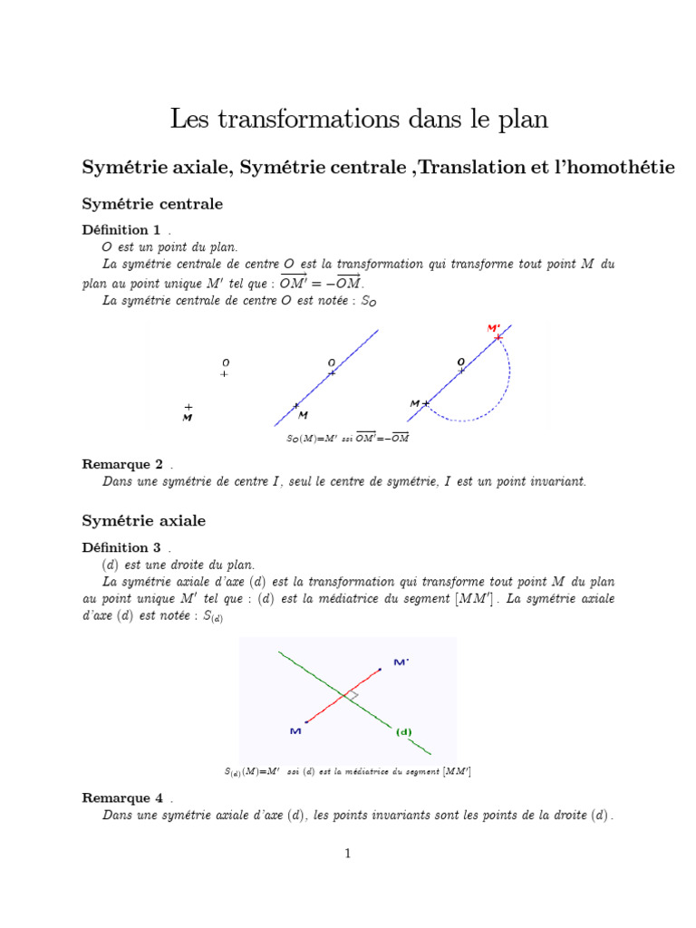 Transformations géométriques du plan | PDF | Fonctionnalités et ...