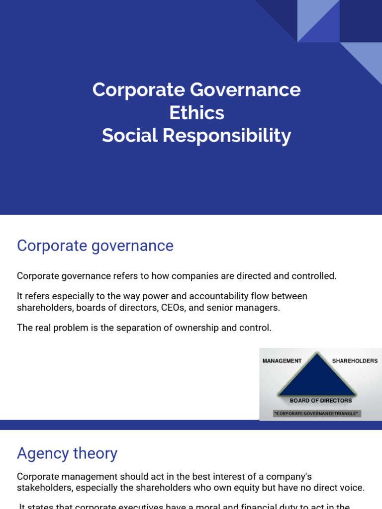 Corporate Governance and Business Ethics Guide | PDF | Corporate Social ...