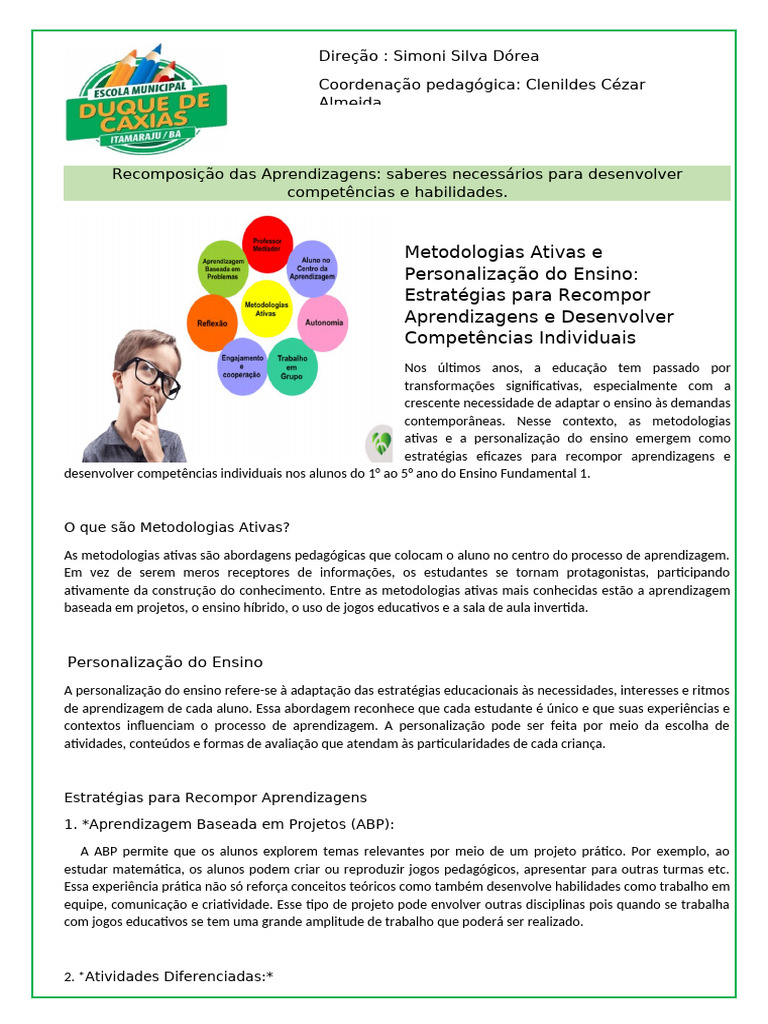 Metodologias Ativas no Ensino Fundamental | PDF | Aprendizado | Pedagogia