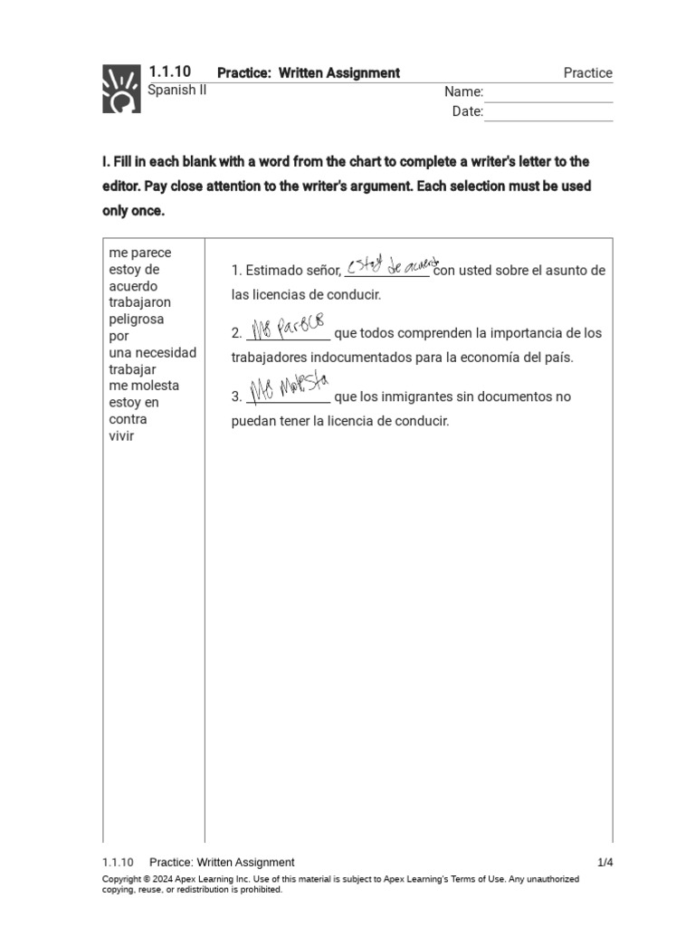 1.1.10 Practice - Written Assignment (Practice) | PDF