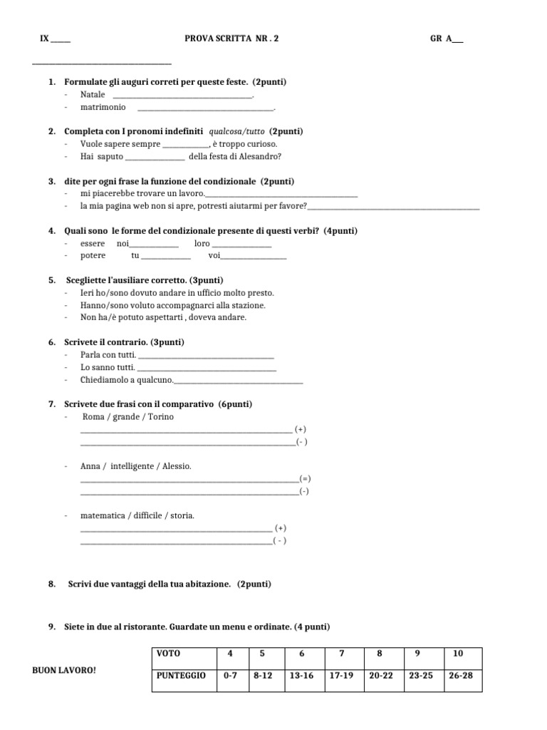 ARRIVEDERCI 2! TEST 2 GR A - B | PDF