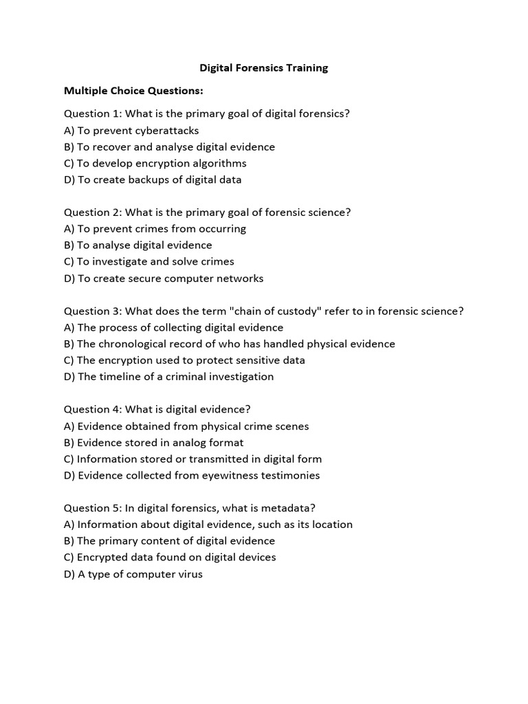 Digital Forensics Quiz Questions | PDF | Digital Forensics | Malware