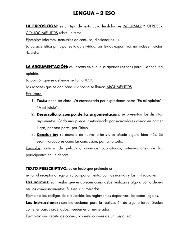 Síntesis Exposición - Argumentación - Texto Prescriptivo | PDF
