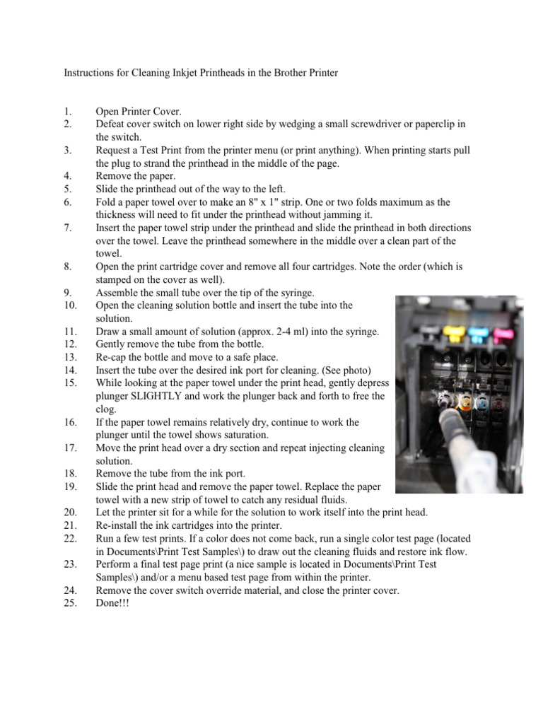 Instructions for Cleaning Inkjet Printheads in the Brother Printer ...
