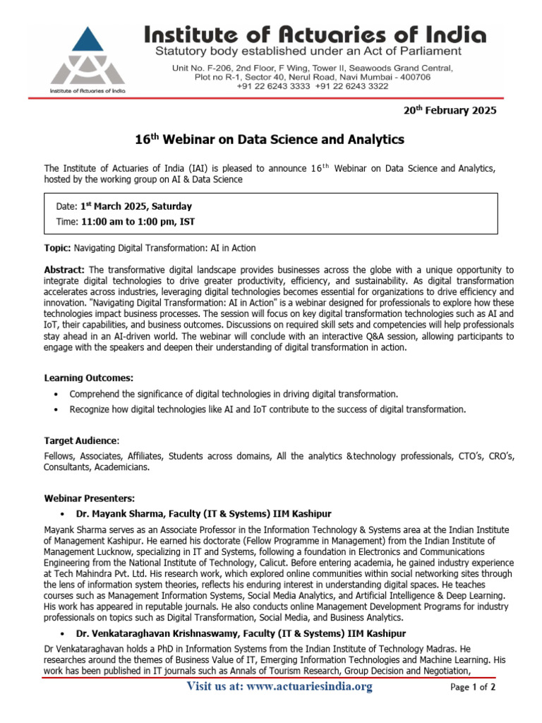 Data Science Webinar: AI in Action | PDF | Artificial Intelligence ...
