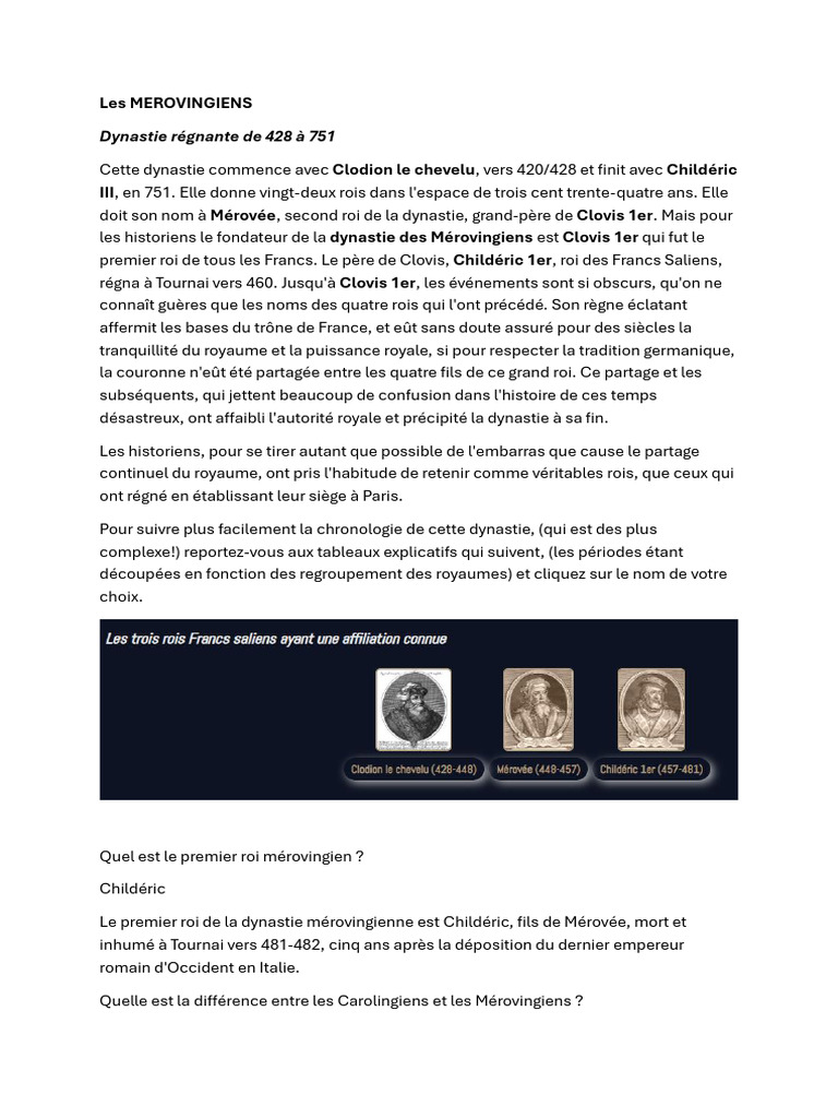 Dynastie des Mérovingiens (428-751) | PDF