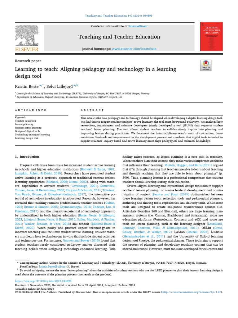 Aligning Pedagogy and Technology in Teacher Education | PDF | Teachers ...