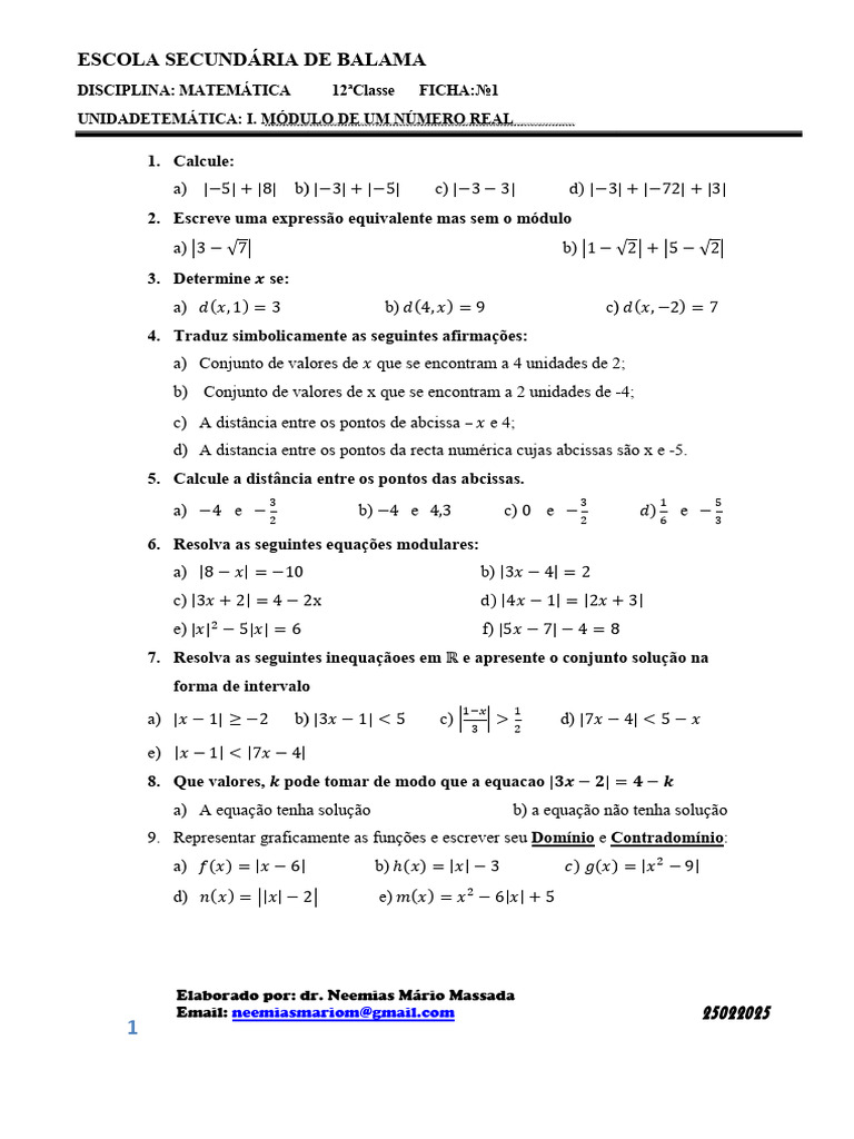 Matemática: Módulo de Números Reais | PDF | Equações | Analise matemática