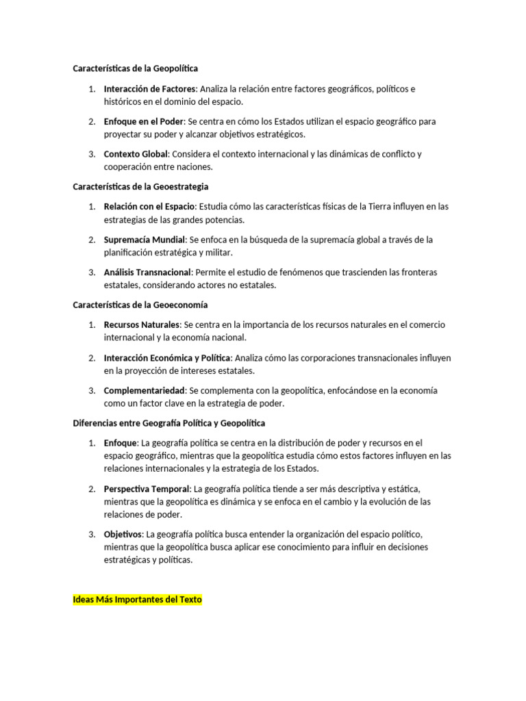 Características de la Geopolítica Actual | PDF | Geopolítica | Geografía