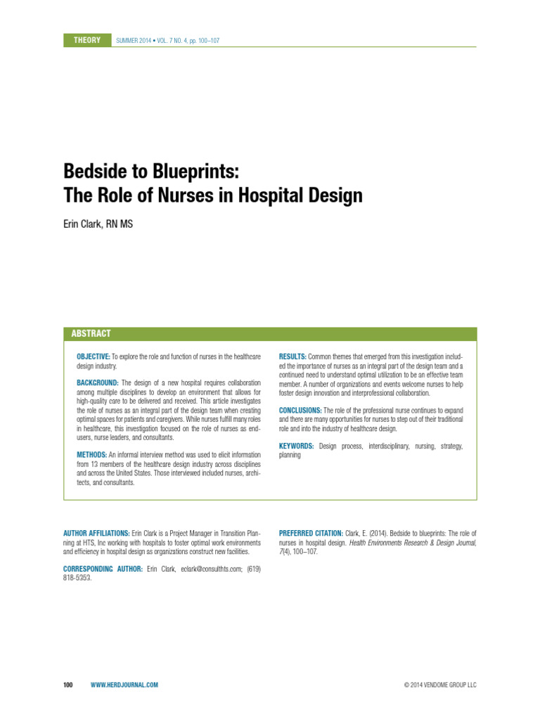 Bedside To Blueprints - The Role of Nurses in Hospital Design | PDF ...