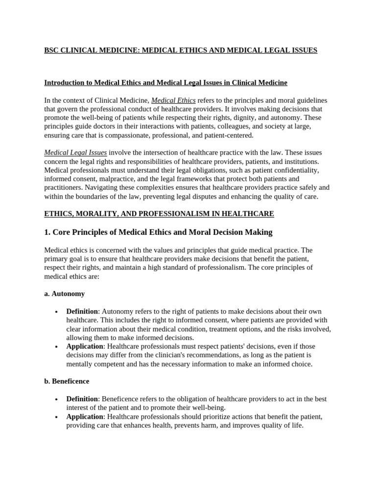 Medical Ethics and Legal Issues in Healthcare | PDF | Informed Consent ...