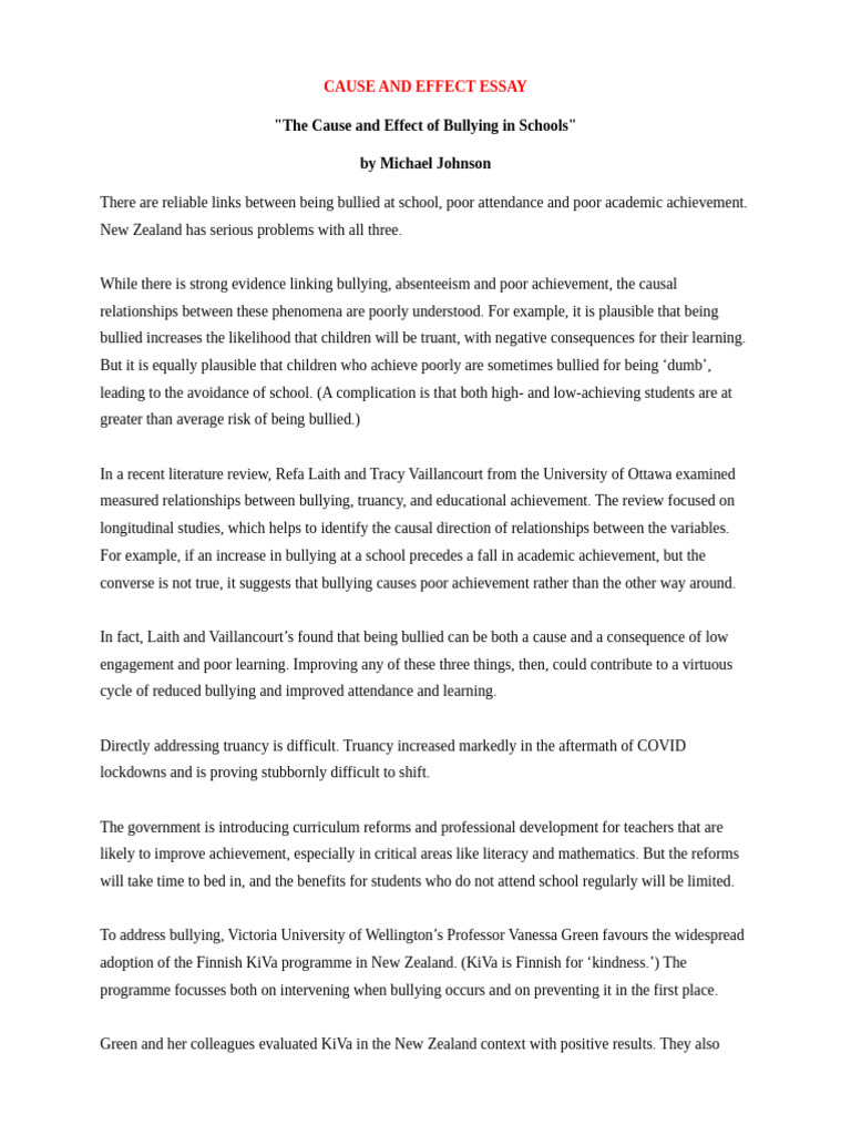 Causes of School Bullying Effects | PDF | Bullying | Causality