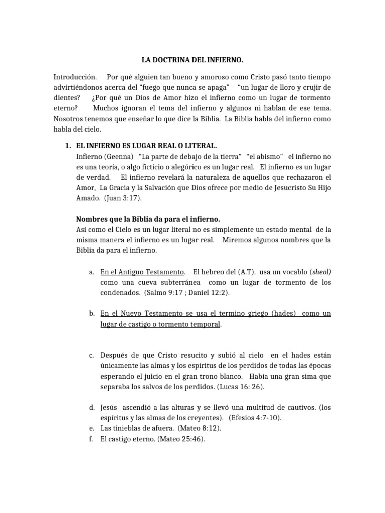 La Doctrina Del Infierno | PDF | Infierno | Pecado