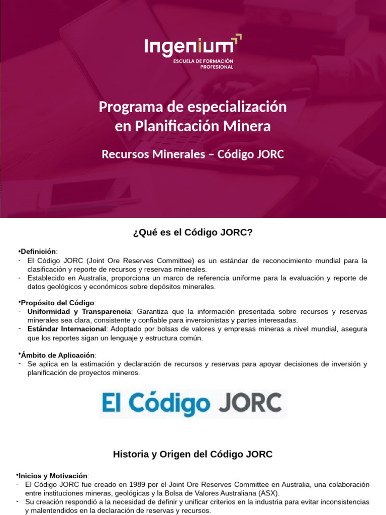 Recursos Minerales - Código JORC - SESION4 | PDF | Minería | Datos