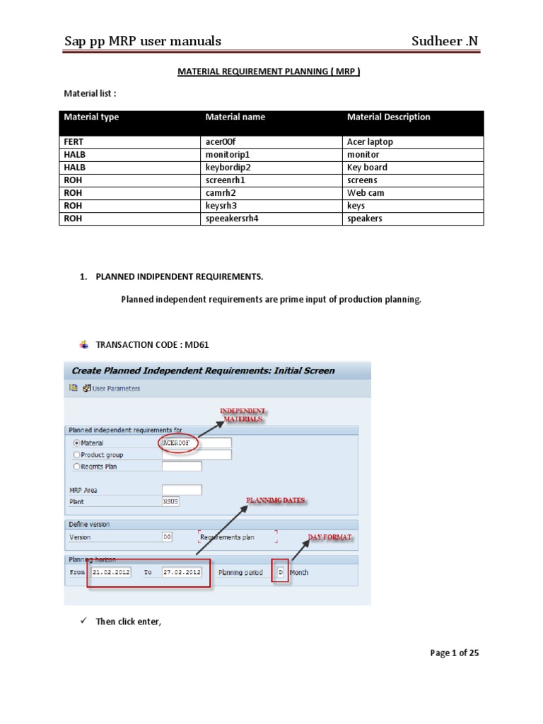 SAP MRP User Manual Guide | PDF | Information Technology Management ...