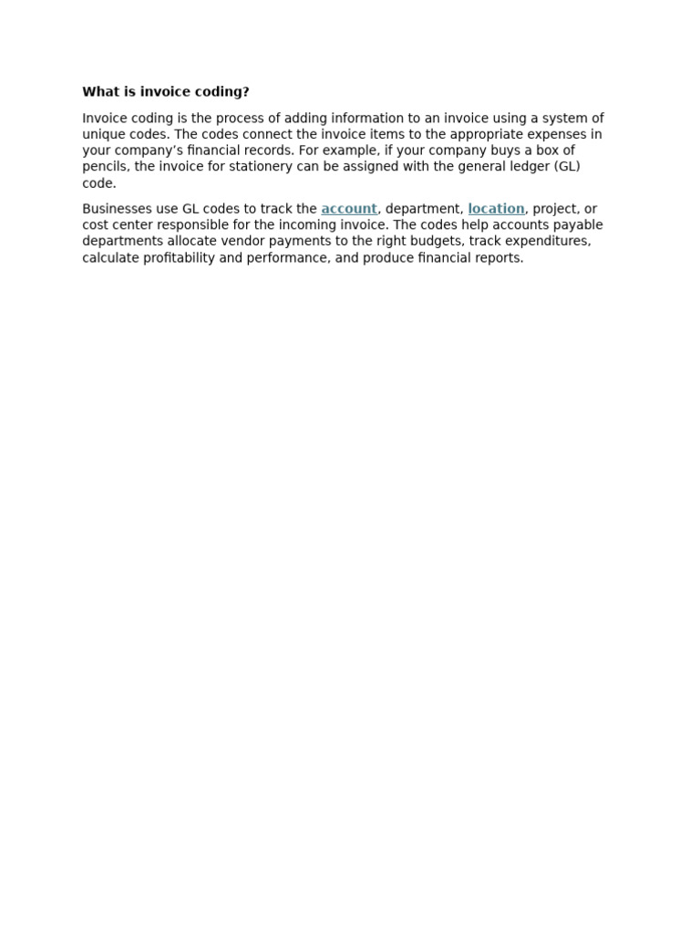 Understanding Invoice Coding | PDF