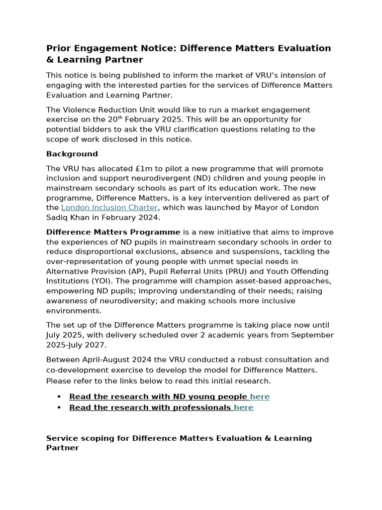 Difference Matters Evaluation Partner Notice | PDF | Evaluation | Cognition