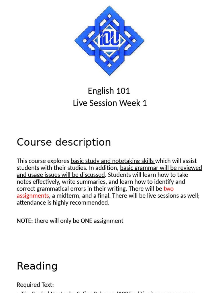 English 101: Study and Note-Taking Skills | PDF | Lecture | Microsoft ...